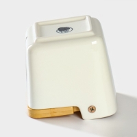 Банка для хранения сыпучих продуктов с ложкой «Эстет. Овощи», 250 мл, с бамбуковой крышкой, фарфоровая, цвет белый Банка для хранения сыпучих продуктов с ложкой «Эстет. Овощи», 250 мл, с бамбуковой крышкой, фарфоровая, цвет белый