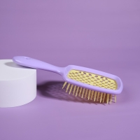 Расчёска массажная, широкая, вентилируемая, 8,5 &times; 20,5 см, PVC коробка, цвет сиреневый/жёлтый