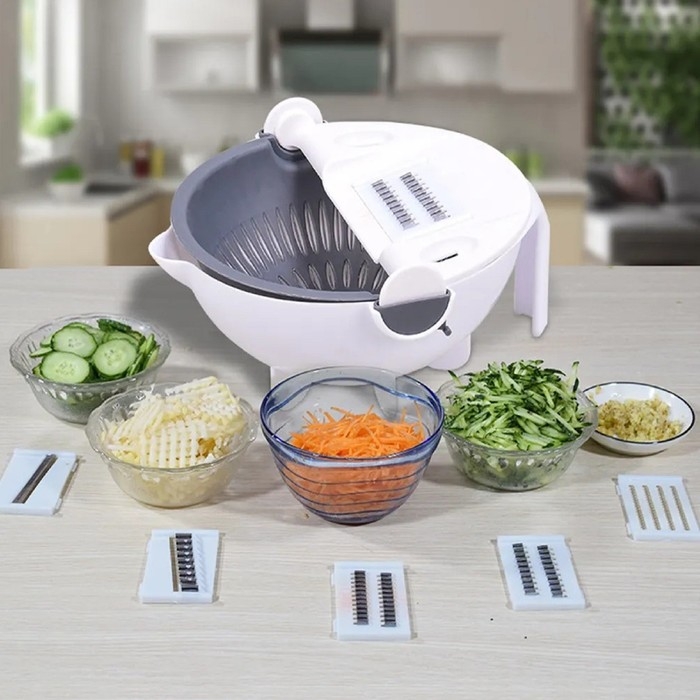 Многофункциональная овощерезка &laquo;Маджестик&raquo;, со сливной корзиной, 22,3&times;13,5&times;22,5 см, цвет бело-серый
