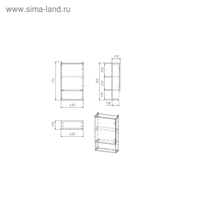 Зеркало-шкаф для ванной комнаты "Вега 4502" белое, 45 х 13,6 х 70 см