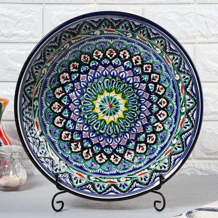 Ляган Риштанская Керамика Ляган Риштанская Керамика "Узоры", 33 см, синий