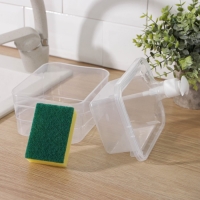 Дозатор для моющего средства с подставкой для губки Доляна, губка в комплекте, 600 мл, 17×13×14 см Дозатор для моющего средства с подставкой для губки Доляна, губка в комплекте, 600 мл, 17×13×14 см