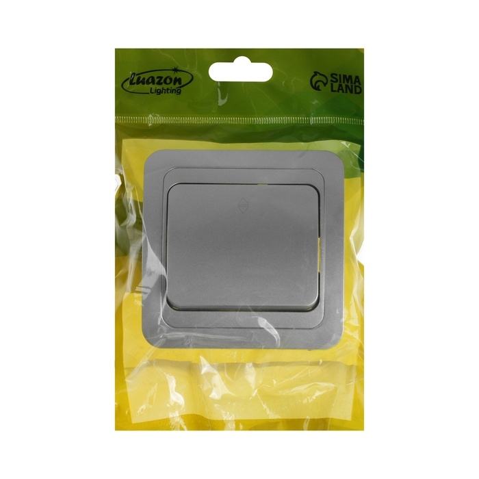 Выключатель проходной Luazon Lighting Выключатель проходной Luazon Lighting "Орион", 10 А, 1 клавиша, скрытый, серебристый