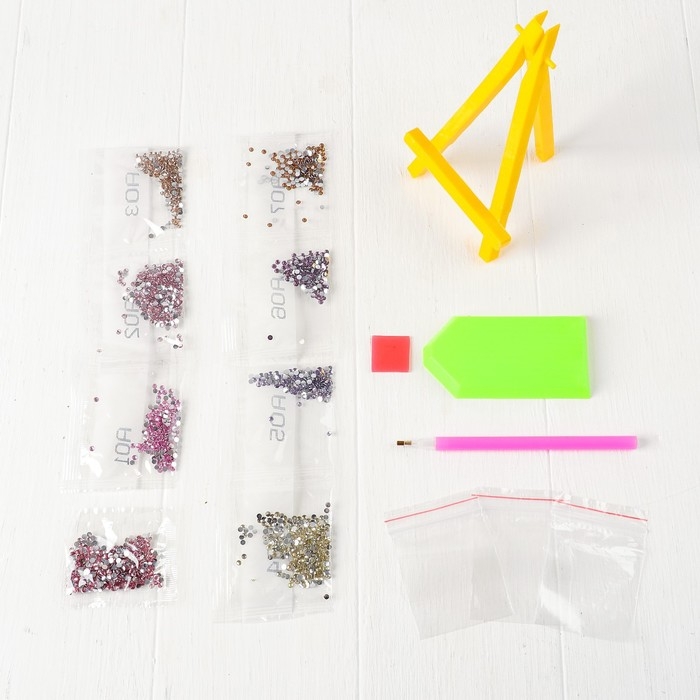 Алмазная вышивка &laquo;Единорог с цветами&raquo;, 10 &times; 15 см, с подставкой, с частичным заполнением