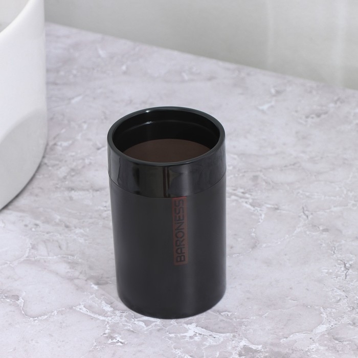 Стакан для зубных щёток, 7&times;7&times;11,5 см, цвет чёрный