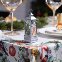 Светодиодная фигура &laquo;Серебристый фонарь с медвежонком&raquo; 5 &times; 12 &times; 5 см, пластик, батарейки AG13х3 (в комплекте), свечение тёплое белое