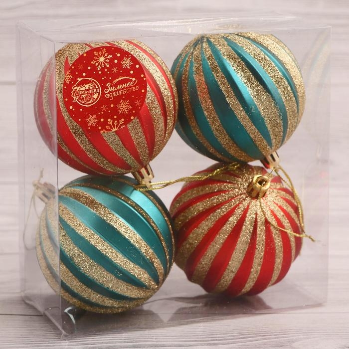 Набор шаров пластик d-8 см, 4 шт "Марианн" микс