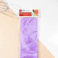 Коврик для айсинга Доляна &laquo;Листья ажурные&raquo;, силикон, 38,5&times;8&times;0,1 см, цвет сиреневый