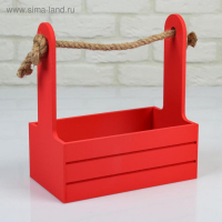 Набор кашпо деревянных 2 в 1 (25&times;15&times;30; 21&times;12&times;23 см) "Dear", ручка канат, красный