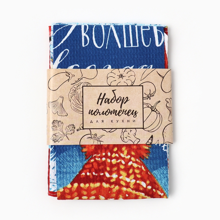 Набор кухонных полотенец Доляна &laquo;Время волшебства&raquo; 35х60см-2шт, 100% хл
