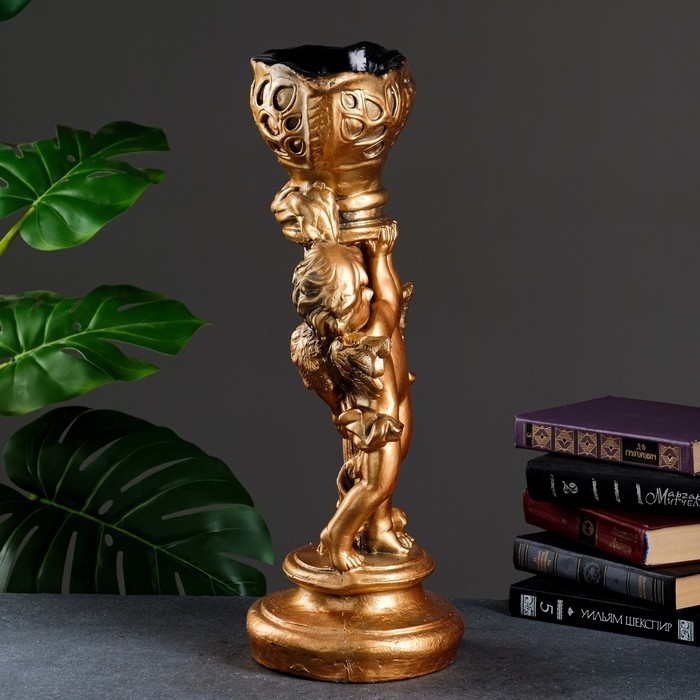 Подставка Подставка "Два ангела с ладьей" бронза, 20×28×52 см