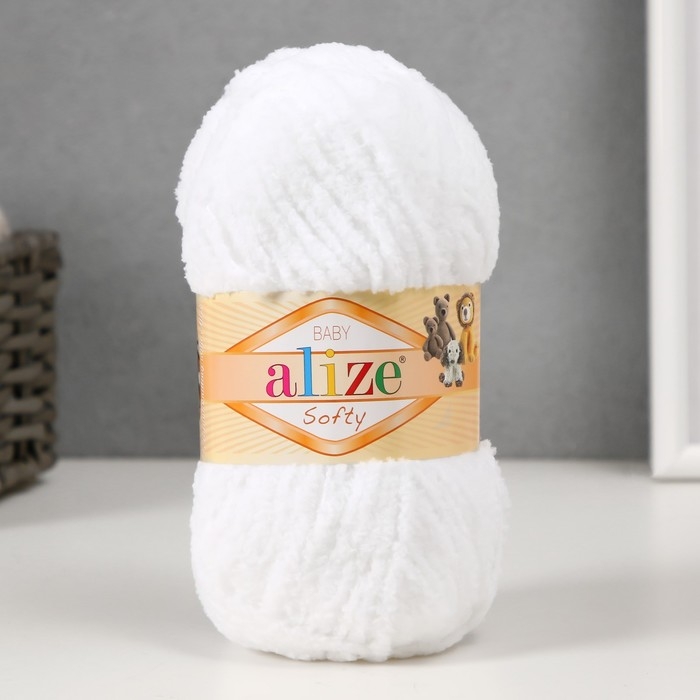 Пряжа "Softy" 100% микрополиэстер 115м/50гр (55 белый)