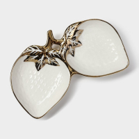 Менажница керамическая 2 ячейки &laquo;Клубника&raquo;, 24,5&times;18&times;3,5 см