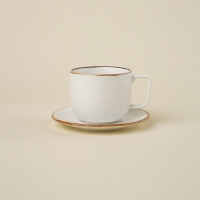 Чайная пара фарфоровая SL Home &laquo;Волна в камне&raquo;, 2 предмета: чашка 200 мл, блюдце d=12,5 см, цвет белый