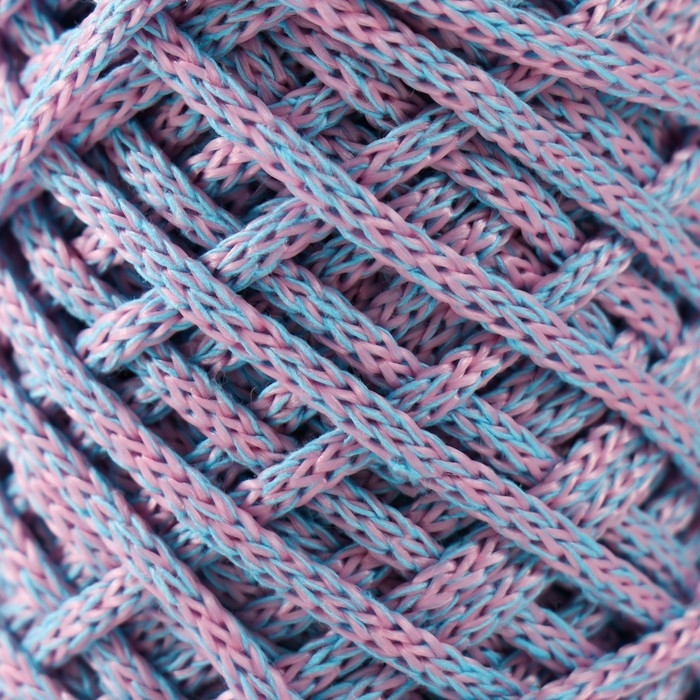 Шнур для вязания 35% хлопок,65% полипропилен 3 мм 85м/160&plusmn;10 гр (Голубой/розовый)