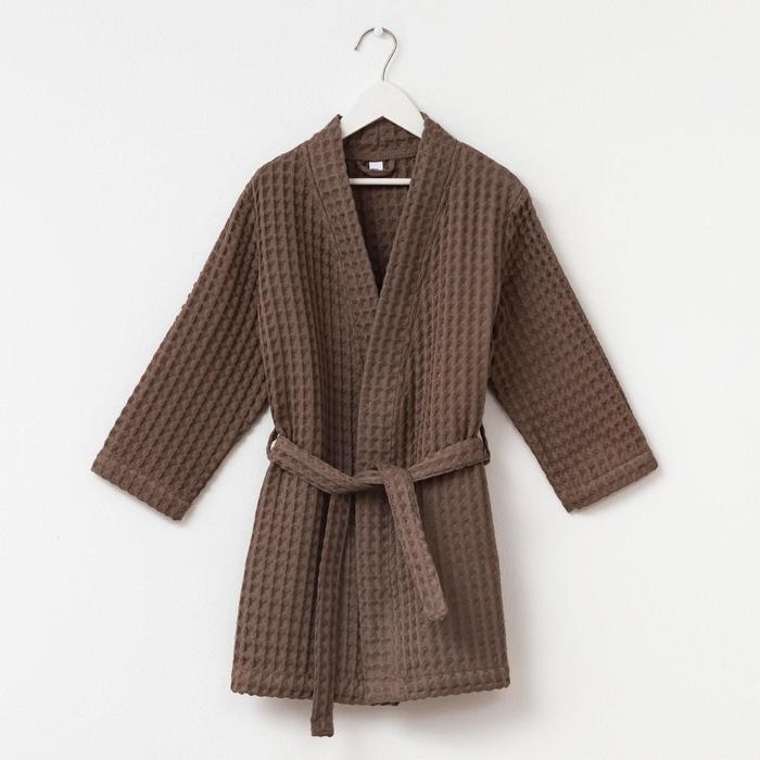 Халат вафельный детский Крошка Я Халат вафельный детский Крошка Я "Boho" размер 30 (98-104 см) цвет мокко, 100% хлопок 290 г/м2