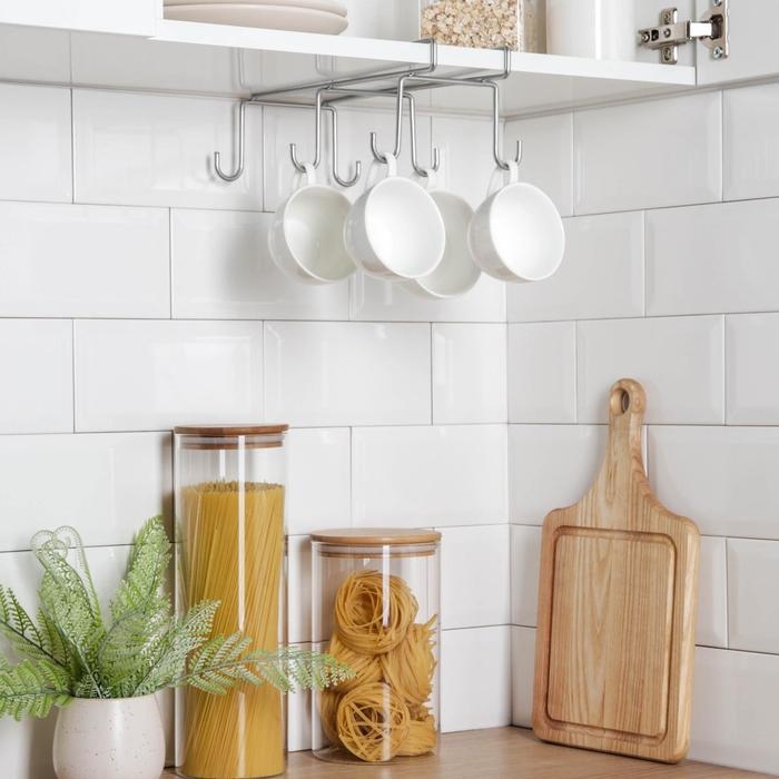 Держатель для кружек подвесной на 6 предметов, 16&times;27&times;10 см, цвет хром зеркальный