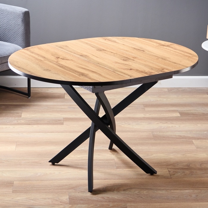 Стол кухонный на одной ножке раздвижной Норд, 90(122)х90х79, ЛДСП 22мм/Пластик, Дуб Вотан