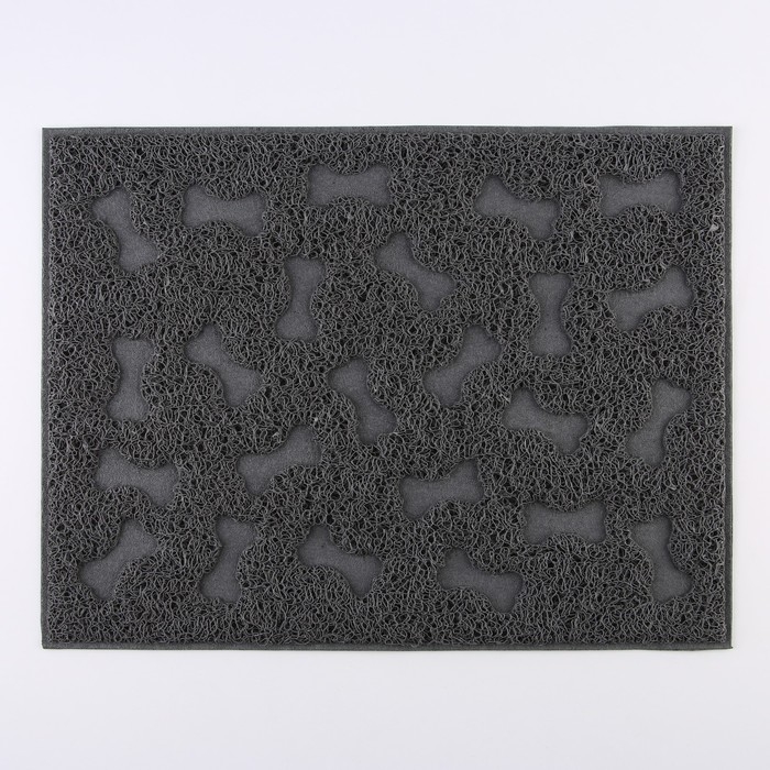 Коврик универсальный под миску и лоток &laquo;&lrm;Косточки&raquo;&lrm;, 30х40 см, серый