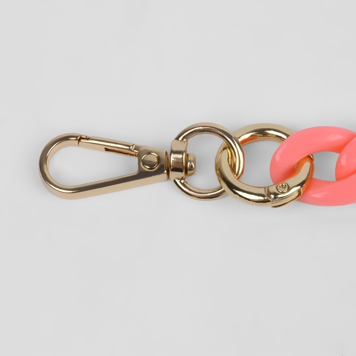 Цепочка для сумки, пластиковая, с карабинами, 23 &times; 17 мм, 68 см, цвет розовый/золотой