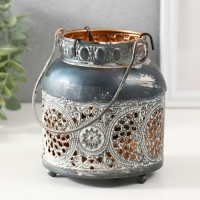 Подсвечник металл на 1 свечу "Восточное цветение" d=3,7 см 11,5х11,5х13 см