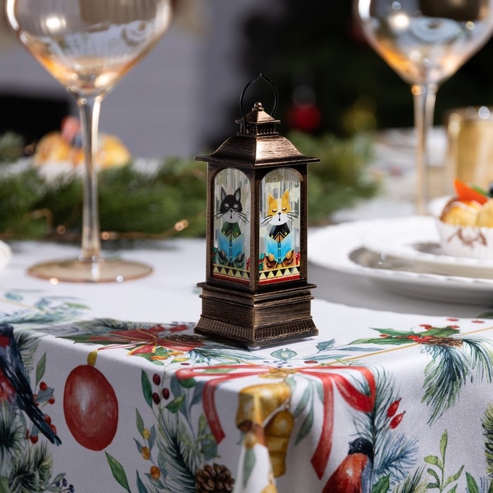 Светодиодная фигура &laquo;Бронзовый фонарь с котиками&raquo; 5 &times; 12 &times; 5 см, пластик, батарейки AG13х3 (в комплекте), свечение тёплое белое