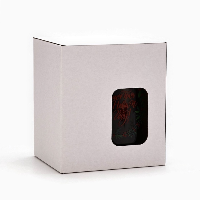 Кружка с ложкой и крышкой стеклянная Дорого внимание &laquo;Счастья в Новом году&raquo;, 470 мл