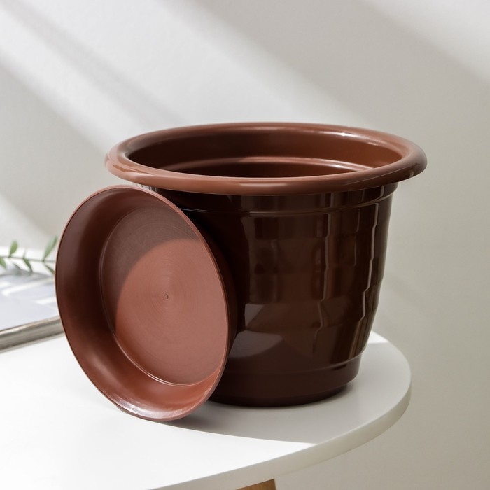 Горшок для цветов с поддоном Доляна &laquo;Арена&raquo;, 2 л, цвет коричневый