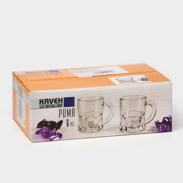 Набор стеклянных стопок PUMA, 25 мл, 6 шт, цвет прозрачный Набор стеклянных стопок PUMA, 25 мл, 6 шт, цвет прозрачный