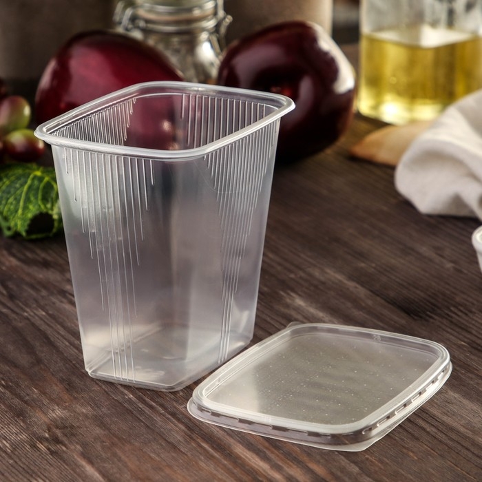 Контейнер пластиковый одноразовый с крышкой, 10 шт, 500 мл, 10,8&times;8,2&times;9,2 см, цвет прозрачный