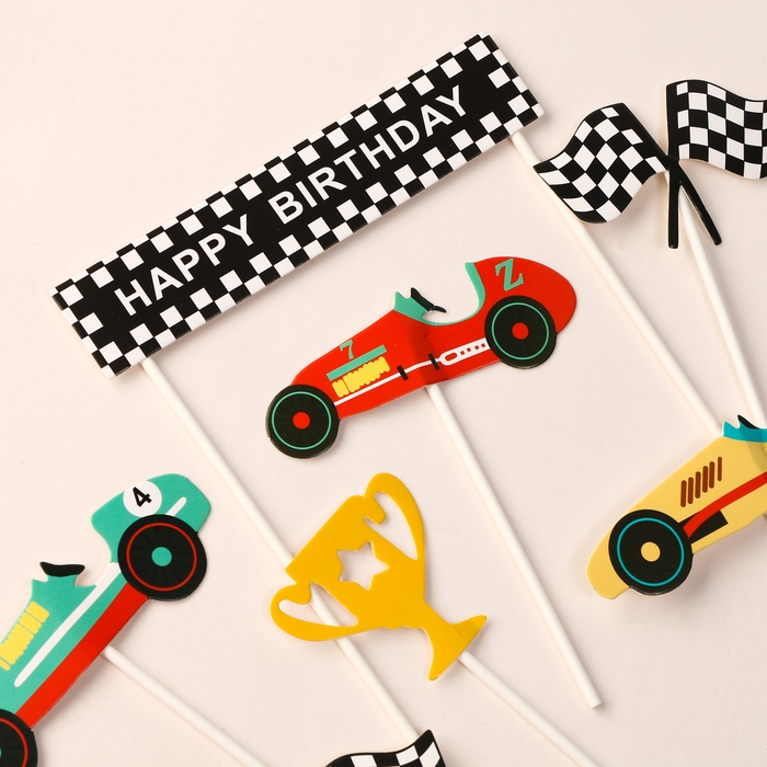 Набор топперов &laquo;С днём рождения&raquo; победитель, набор 7 шт.