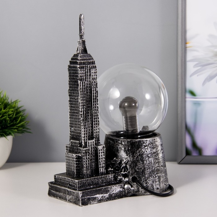 Плазменный шар Плазменный шар "Эмпайер стейт" серый 14х8х20 см RISALUX