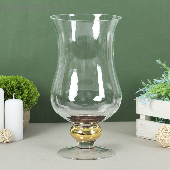 Ваза Ваза "Кантри голд" Амфора малая с декором 27х14 см 1,3 л прозрачная