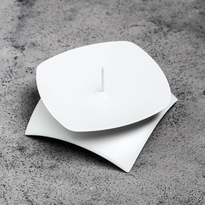 Подсвечник "Кварта Н" металл на 1 свечу,  9,5х3 см, белый