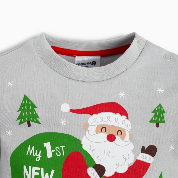 Комплект: джемпер и брюки Крошка Я &laquo;Мой первый НГ&raquo;, рост 80-86 см, цвет красный/серый