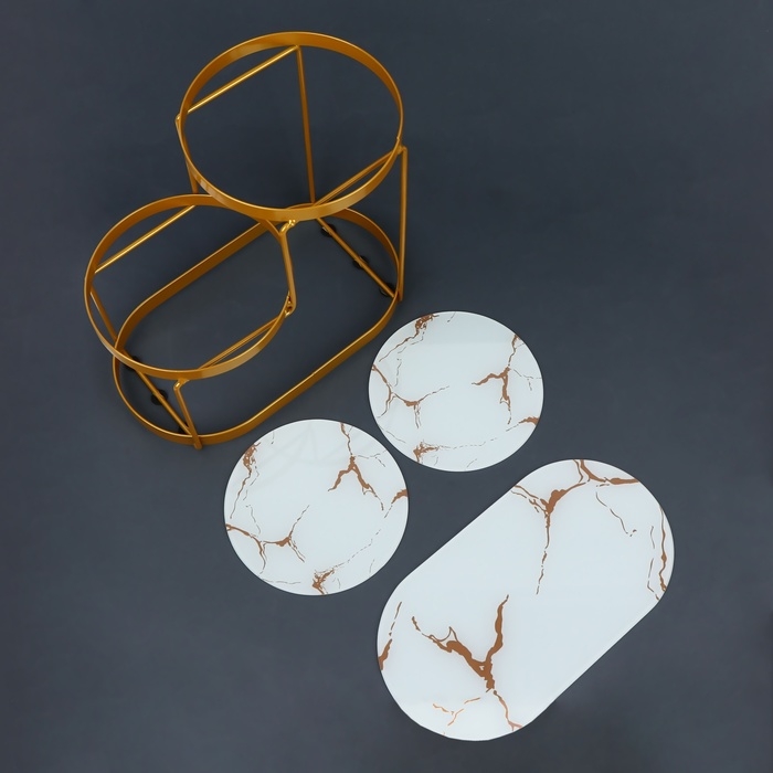 Органайзер для хранения, 3 секции, 30 × 17 × 26,5 см, цвет золотистый/белый Органайзер для хранения, 3 секции, 30 × 17 × 26,5 см, цвет золотистый/белый