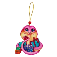 Ёлочная игрушка - подвеска деревянная &laquo;Новый год! Змея с подарками&raquo;, символ года 2025