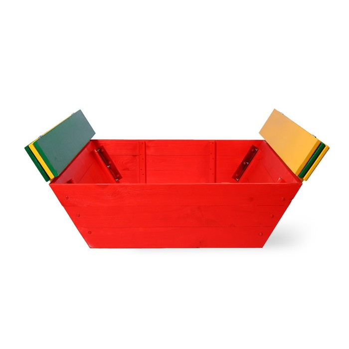 Песочница деревянная, с крышкой, 130 &times; 130 &times; 35 см, сосна, крашеная