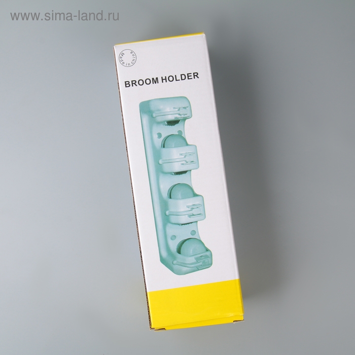 Держатель для уборочного инвентаря с крючками, 26&times;6&times;9 см, цвет МИКС