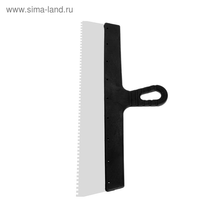 Шпатель зубчатый ЛОМ, 450 мм, зуб 4 мм, нержавеющая сталь