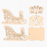 Шкатулка "Сани. Ёлка" 22х11,5х13,5 см (набор 5 деталей)