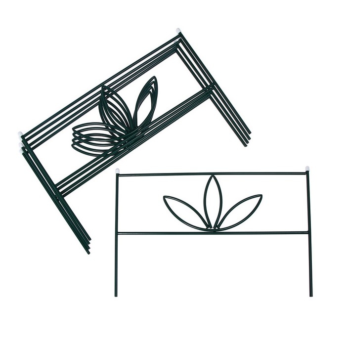 Ограждение декоративное, 45 &times; 335 см, 5 секций, металл, зелёное, &laquo;3 лепестка&raquo;