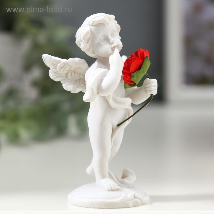 Сувенир полистоун Сувенир полистоун "Ангелочек с красной розой" 8х4,5х3,5 см