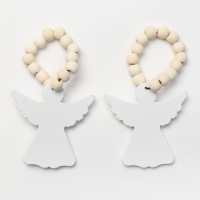 Новый год. Набор колец для салфеток 2 шт. "Ангелочек", цв. белый ,d 5 см, дерево