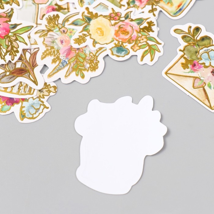 Наклейки для творчества Наклейки для творчества "Акварельные цветы" тиснение золото набор 48 шт 9х7х0,8 см