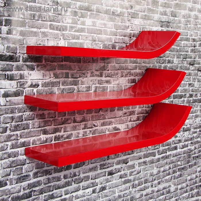 Набор настенных полок Набор настенных полок "Лыжи" красные 60*15см, толщина 3см