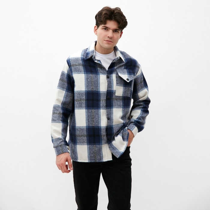 Рубашка мужская в клетку MIST, размер 56, синий Рубашка мужская в клетку MIST, размер 56, синий