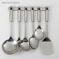 Набор кухонных принадлежностей «Стандарт», 6 предметов, на подвесе, цвет серебряный Набор кухонных принадлежностей «Стандарт», 6 предметов, на подвесе, цвет серебряный