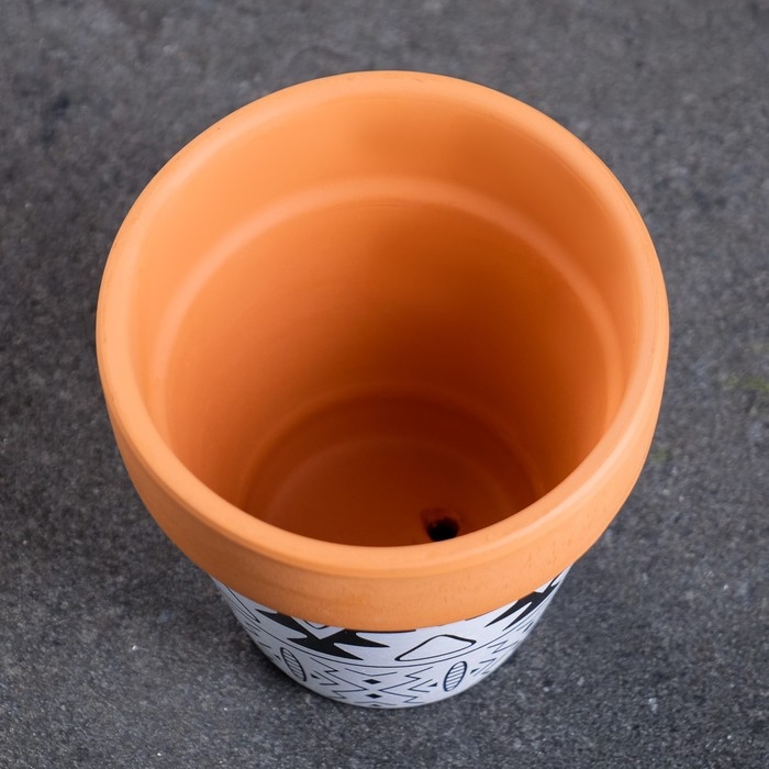 Горшок Горшок "Трапеция" терракот с узором, 10х9см, МИКС