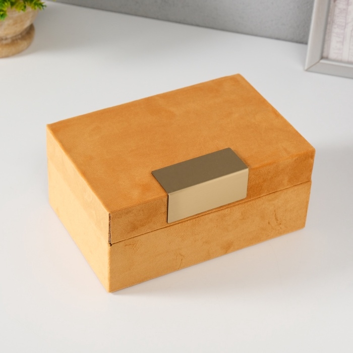 Шкатулка текстиль Шкатулка текстиль "Блок" горчичная 12,2х18х8,2 см